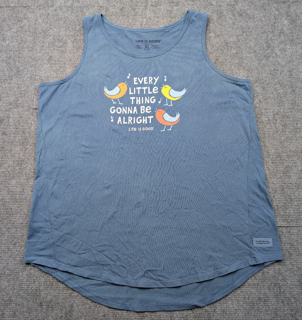 Life Is Good Tank Top Womens XL Crusher Lite Music Lover Bird Gift Positivity
